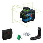 Bosch Professional line Laser GLL 80-33 G (Bracket LB 10, Green Laser, Working Range: up to 30m, Dual Power Source, 4x1.5V LR6 Batteries, Protective Bag)
