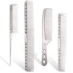 Cgbarber Professional Aluminum Dressing Comb, 4 Types Metal Hair Combs For Hair Styling Included Long Hair Cutting Combï¼Å’Short Styling Combï¼Å’Handle Combï¼Å’Tail Comb(silver)