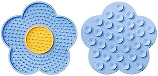 QWINEE Lick Mat for Dogs Cats Flower Shaped Pet Slow Feeder Dog Cat Puppy Bowl Lick Pad for Dog Fun Alternative to Slow Down Eat for Small Medium Large Dogs Blue one-Size
