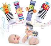 CYZAM Baby Toys Wrist Rattles Baby Socks Set Soft Sensory Toys for Babies Cartoon Animal Rattles Sock Early Development Toy Gift for Newborn Infant Baby Boy Girl 0-24 Months (Bee)