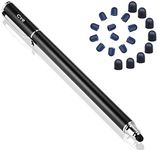 The AutoStory Stainless Steel, Aluminium, Plastic, Rubber Touch Screen Pen with 20 Tips for Smartphones, Tablets, Amazon Kindle, (Black)