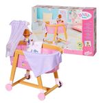 BABY born Good Night Bassinet for 43cm Dolls - Easy for Small Hands, Creative Play Promotes Empathy and Social Skills, For Toddlers 3 Years and Up - Includes Bedding, Mobile, and Canopy