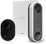 Arlo Ultra Smart Home Security Camera CCTV System and Wireless Video Doorbell bundle, 1 Camera kit, white