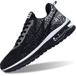 Air Shoes for Men Tennis Sports Athletic Workout Gym Running Sneakers - Black - Size 8 UK