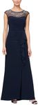 Alex Evenings Women's Long A-line Sweetheart Neck-Mother of The Bride Dress (Petite and Regular Sizes), Navy Cap Jersey, 4 Petite