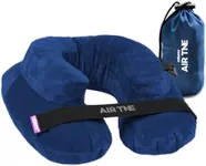 Cabeau Air TNE Inflatable Travel Neck Pillow Lightweight Inflatable Core, Customized Fit, Adjustable Chin Strap, with Compact Carrying Case for Comfort On-The-Go (Royal Blue)