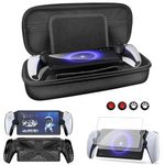 Joollurm Accessories Bundle for PlayStation Portal, Portable Travel Carry Case with Impact Resistant Non-Slip PS Portal Cover Case with Built-in Kickstand, 2 Screen Protector, Joystick Caps - Black