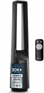 Pro Breeze Silent Bladeless Tower Fan – Ultra Quiet, 10 Speeds, Remote