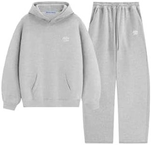 Aelfric Eden Sweatsuits Women 2 Piece Outfit Fall Fleece Tracksuit Matching Oversized Hoodies Baggy Sweatpants Set Grey Medium