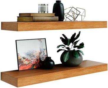 Imperative Décor Floating Shelves for Wall - Wood Floating Shelves, Floating Wood Shelves for Wall, Handmade Natural Wood Floating Shelf - Light Walnut 24 inch Floating Shelves Set of 2 - (24" x 6.5")
