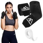 flintronic Boxing Hand Wraps Inner Gloves, Martial Arts Bandages Inner Gloves, 2.5m Elasticated Thumb Loop Bandages for MMA, Training, Muay Thai, Kickboxing and Combat Sports-Black