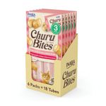 INABA Churu Bites for Cats, Soft & Chewy Cat Treats with Creamy Churu Filling, Tuna with Salmon Recipe (Pack of 6, 30 gm per Pack)