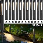 SUNVIE LED Low Voltage Landscape Lights 3W Pathway Lights Low Voltage 12-24V Landscape Path Lights 3000K CRI 90+ Aluminum Waterproof Pathway Lighting for Walkway Garden Yard ETL Listed Cord, 12 Pack