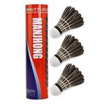 MANJHONG Badminton Feather Shuttlecocks with Great Flight Stability & Good Durability for Recreational Play Racket Sports, Black 12 Pack