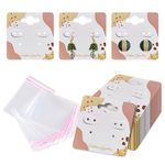 DEEPTAGS Jewellery Display Card with Transparent Plastic Bags for Bracelet, Earring, Jewelry, Necklace, Studs - Cream & White, 200 PCS