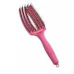 Olivia Garden Fingerbrush Care Iconic - Medium - Hot Pink - Detangling Hairbrush with Boar & Nylon Bristles for Ultimate Shine & Smooth Styling