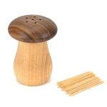 LUUFAN Cute Wooden Toothpick Holder Mushroom Shape Toothpick Dispenser Container for Home Kitchen Restaurant Bar Accessories (With Toothpicks)