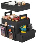 StorageWorks Trunk Organizer for Car, Car Organizer with Cup Holder, Seat Back Storage with Lid, Medium, Black, 1-Pack