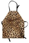 ABAKUHAUS Leopard Print Apron, Wild Animal Skin, Unisex Kitchen Bib Apron with Adjustable Neck for Cooking Baking Gardening, Brown Black