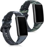 kwmobile TPU Silicone Watch Strap Compatible with Huawei Band 6/6 Pro - 2X Band - Camouflage Black/Light Green/Dark Green