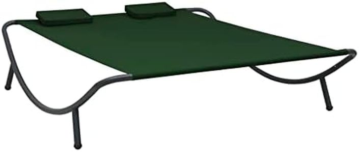 vidaXL Outdoor Lounge Bed with Pillows - Weather-Resistant Fabric and Steel Frame - Green - Ideal for Garden, Patio, Backyard or Beach Relaxation