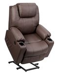 DORTALA Power Lift Recliner Chair, Multifunction Electric Recliner with 2 Side Pockets and Cup Holders, 3 Positions Massage, USB Port, Remote Control, Brown