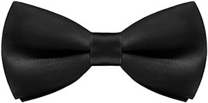 YASUOA Kids Bow Tie, Boy's Pre-tied Bow Tie Adjustable Neck Bowtie Classic Solid Bow Tie for Party (Polyester Silk, Black)