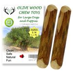 ARTISAN GIFT CO Natural Olive Wood Long Lasting Dog Chew, Puppy Teething Toy, Saving Pack 2 Sticks (Large) 20cm