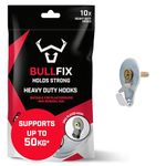 Bullfix Hook, Heavy Duty Picture Hooks, Wall Hooks for Hanging Picture Frames or Canvas onto Masonry Walls, Timber & Plasterboard, Works Universal Plasterboard Fixings Kit for Frame Hangers Pack of 10