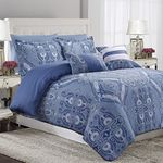 Tribeca Living Atlantis 5 Piece Egyptian Cotton Sateen printed Duvet Cover Set, Queen, Multi