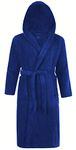 Adore Home 100% Cotton Terry Towelling Hooded Shawl Collar Bathrobe Small, Royal Blue