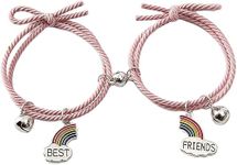 El Regalo 2pcs BF Magnetic Rainbow Couple Bracelet- Stretch Matching Relationship Bracelet for for Best Friends/Besties/Couples (Option-1) For Unisex Adult