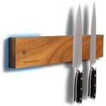 Gourmetop Magnetic Knife Holder for Wall, 12 inch Knife Magnet Wall Mount, Durable Magnetic Knife Strip No Drilling, Strong Knife Magnet, Natural Acacia Wood Magnetic Knife Holder/Magnetic Knife Bar