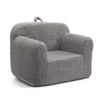 BEJOY Kids Sofa Ultra-Soft Snuggle Foam Filled Chair, Single Cuddly Sherpa Reading Couch for Boys and Girls, Grey