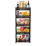 Cutting EDGE 5 Layer SLIM Classic Premium Brown Smart Storage Organizer Multipurpose & Easy-To-Move Slide Out Shelf Rack Trolley EcoPlastic with Wheels for Kitchen, Home, Pantry, Washing