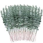 FEQO 90 PCS Artificial Eucalyptus Leaves 15 inch Faux Eucalyptus Branches Eucalyptus Stems Bulk for Wedding Bouquet Flower Home Decor