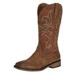 J's.o.l.e Women's Cowboy Boot Western Square Toe Mid Calf Ladies Cowgirl Boots Brown UK Size 5