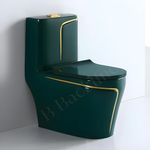 B BACKLINE Ceramic One Piece Floor Mounted Western Toilet/Syphonic Commode/European Commode/Water Closet 12" Distance From Wall To Outlet, S Trap Outlet Is From Floor (Dark Green Glsosy)