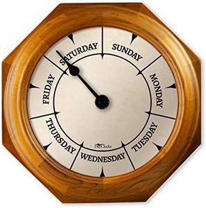 DayClocks Classic Day of The Week Wall Clock with Solid Wood Frame – Calendar Day Clock – Ideal Retirement Men & Women – Oak, 10"