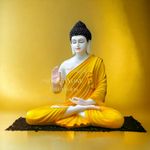 SwarnNest® Beautiful Sitting Buddha Idol Statue for Home & Garden Living Room | Healing Spirit Blessing Buddha Statue - 15 Inch Size (Full Glossy -Premium Product) (Article 15)