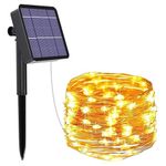 Pivalo Solar String Light with 2V Panel 200 LED 8 Modes 800mAh Ni-MH Battery 22m Copper Rope Lighting for Garden Diwali & Home Decor (Pack of 1, Warm White)