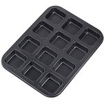 Webake Brownie Pan 12 Cavity Nonstick Mini Brownie Bar Pan Carbon Steel Square Cupcake Pan for Baking Individual Brownies, Breads, Bar-Cookies