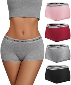 Avidlove Womens Boyshorts Underwear Cotton Boxer Briefs Full Coverage Soft Stretch Boxer Shorts For Women 4 Pack (Black/grey/pink/wine red,X-Large)