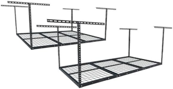 FLEXIMOUNTS 2 Pack 4x6 Overhead Garage Storage Adjustable Ceiling Rack 72" Length x 48" Width x 40" Height, 450lbs Weight Capacity, Black, Classic Series