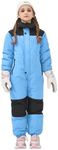 Owntop Kids Toddler Snow Suit One Piece for Boys Girls, Lightweight Insulated Ski Suit Windproof Hooded Snowsuit, Baby Colorblock Snow Jackets Outfit Winter Snowboarding Skiing Jumpsuit Blue 4-5T