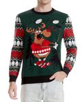 Runhit Golf Ugly Christmas Sweater for Men Women Classic Knitted Long Sleeve Sport Funny Reindeer Pullover Holiday