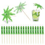 Ercadio 20 PCS Tropical Coconut Palm Tree Paper Umbrellas with Wood Toothpicks for Summer Hawaiian Cupcake Toppers Umbrella Handmade Sticks Party Decoration Supplies