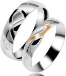 Uloveido Male Real Love Wedding Bands Sets Half Heart Rings Stainless Steel Comfort Fit Matching Promise Rings for Him Y552 (Size 10)