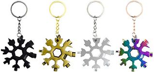 4Pcs Snowflake Multi Tool, Portable Stainless Steel 18 in 1 Snowflake Multitool Snow Wrench Screwdriver Bottle Opener with Keychain, Useful Multi Tool Gadget Christmas Gift for Man Him Travel Camping
