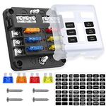 6 Way 12V Blade Fuse Block, Lpluziyyds Fuse Box Holder with LED Light Indicator & Protection Cover for Car Boat Marine Trike Car Truck Vehicle SUV Yacht RV